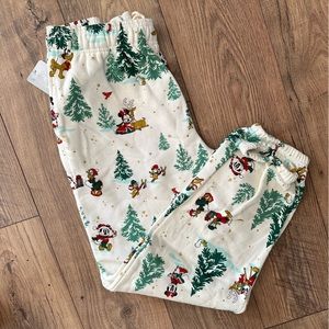 (L) Disney Holliday Christmas Sweat Pants Joggers Mickey NWT